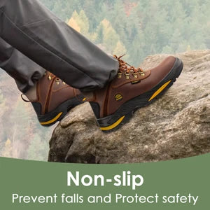 Zoleker Hike Boots for Men,Soft Toe, Slip Resistant Safety Shoes, Waterproof Anti-Fatigue Brown
