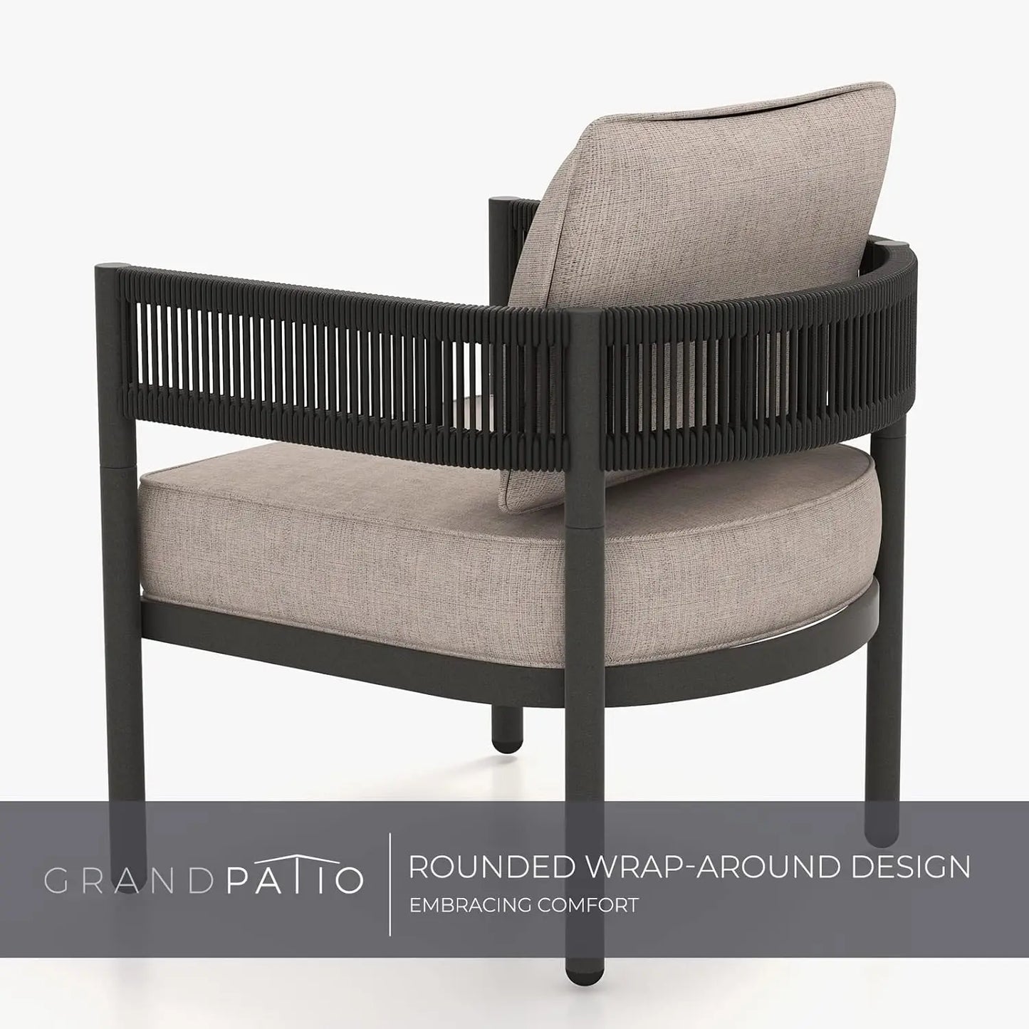 6-Piece Wicker Outdoor Furniture Set with Beige Thick Cushions and Coffee Table, Patio Sofa Conversation Set