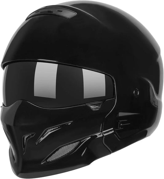 Open Face Motorcycle Helmet for Unisex-Adult Dirt Bike ATV Scooter Cruiser Full Face Motocross Helmet Interchangeable Mouth Cove