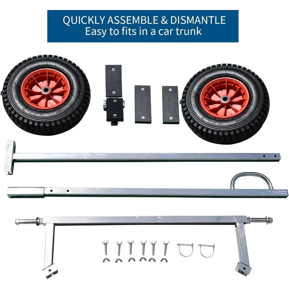 Stainless Steel Boat Launching Wheels Hand Dolly for Small Inflatable Boat Trailer