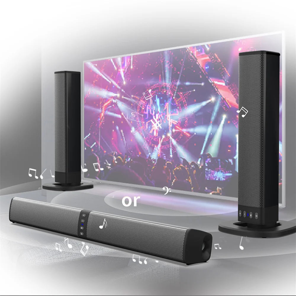 Wireless Bluetooth TV Sound Bar 2 Speaker System Home Theater Subwoofer Soundbar Portable Loud Rechargeable 2 IN1 Speaker