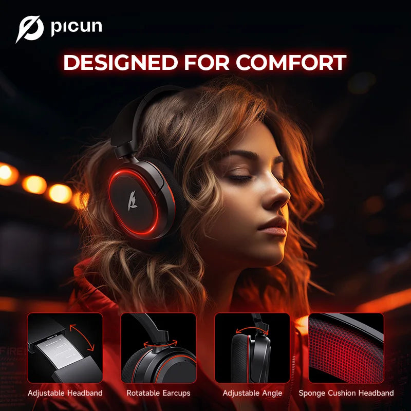 Picun G2 2.4G Wireless Gaming Headset Bluetooth Headphones