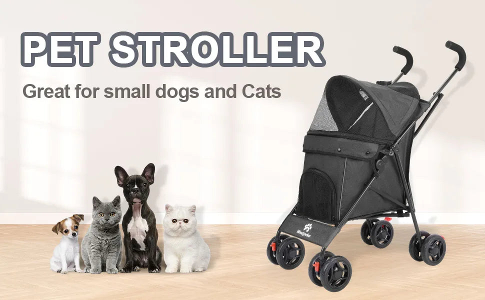 Pet Dog Stroller 4 Wheels Puppy Stroller Rotate with Brakes Storage for Dogs Cats Travel Pet Suplies Outdoor 애완견 유모차