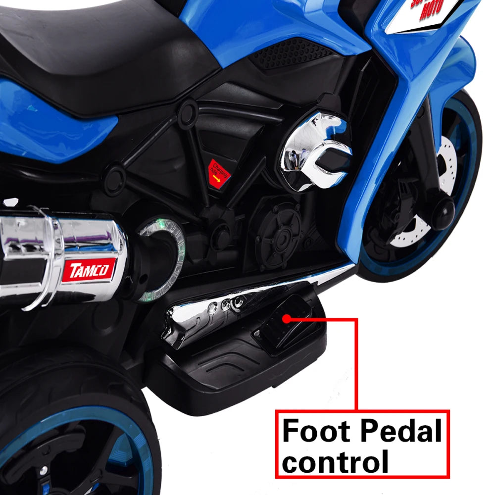 12V Kids Electric Motorcycle Ride On 3-Wheel Battery-Powered Rechargeable Toy Colorful LED Light-Up Wheels Boys Girls Fun Gift