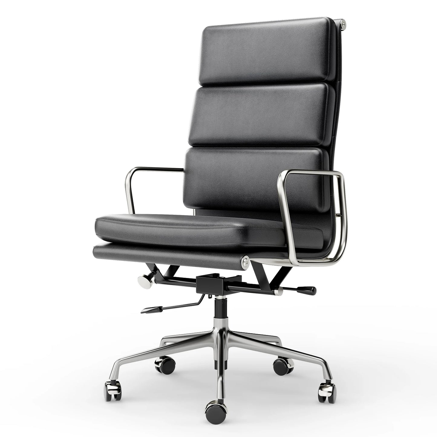 Office Guest Chair Upholstered Leather Comfortable Reception Chairs with Wheels Adjustable Swivel Rolling Office Chairs