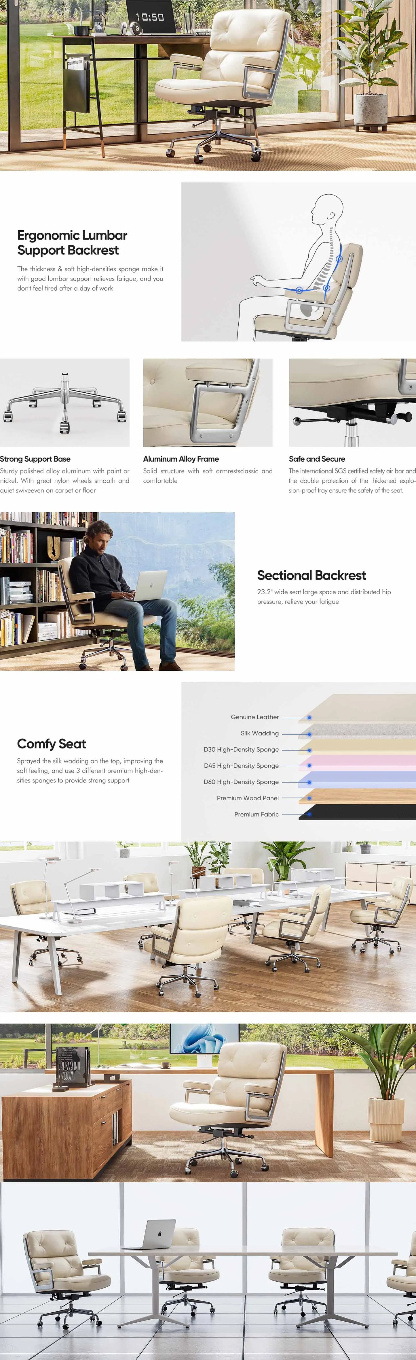 Office Guest Chair Upholstered Leather Comfortable Reception Chairs with Wheels Adjustable Swivel Rolling Office Chairs