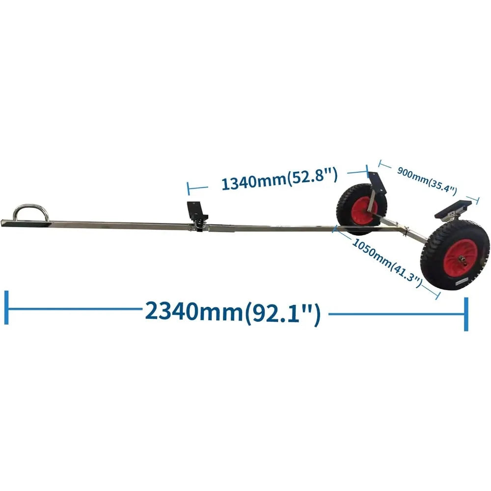 Stainless Steel Boat Launching Wheels Hand Dolly for Small Inflatable Boat Trailer