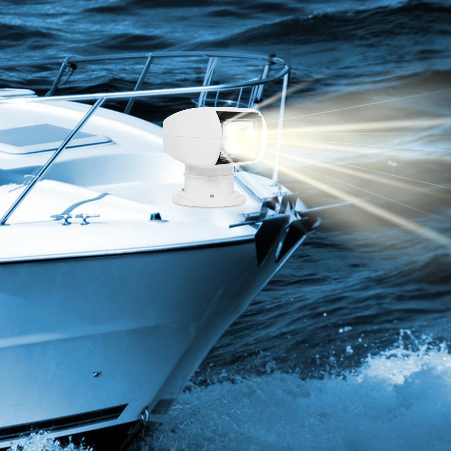 12V Boat Remote Control Searchlight 100W Rotatable Boat Spotlight Illumination Distance 2624.67ft for Night Yachts Fishing Boats