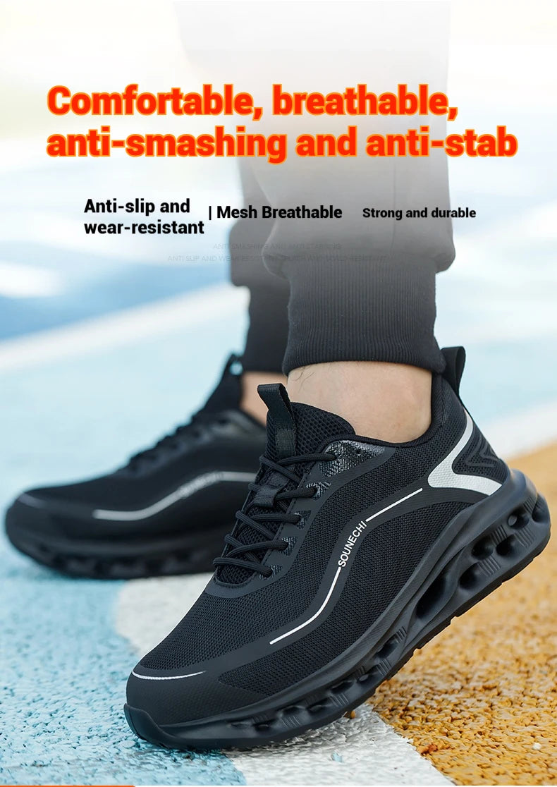 Men's Safety Shoes Anti-Impact Anti-Piercing Lightweight Work Boots Lightweight Breathable Sporty Design for Outdoor Work Shoes