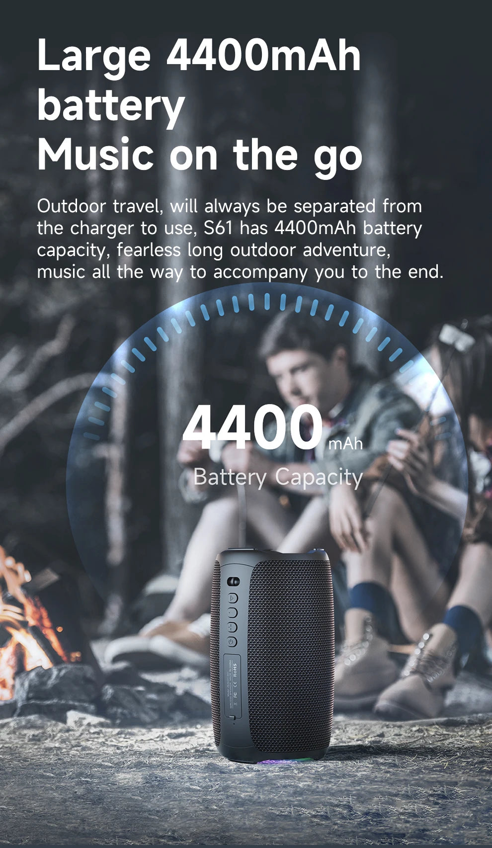 Zealot-S61 Bluetooth Speaker,with IPX6 Waterproof Protection and Outdoor Bass Sound for Backyard and Beach Party,10W Loudspeaker