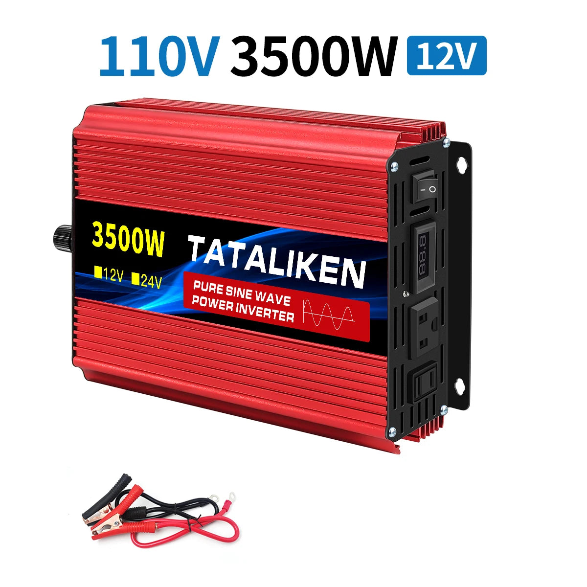 1600w-4500W 12V/24V to AC 110V 60Hz Pure Sine Wave Inverter Car Power Tranfermer  Voltage Portable  Converter with LED Display