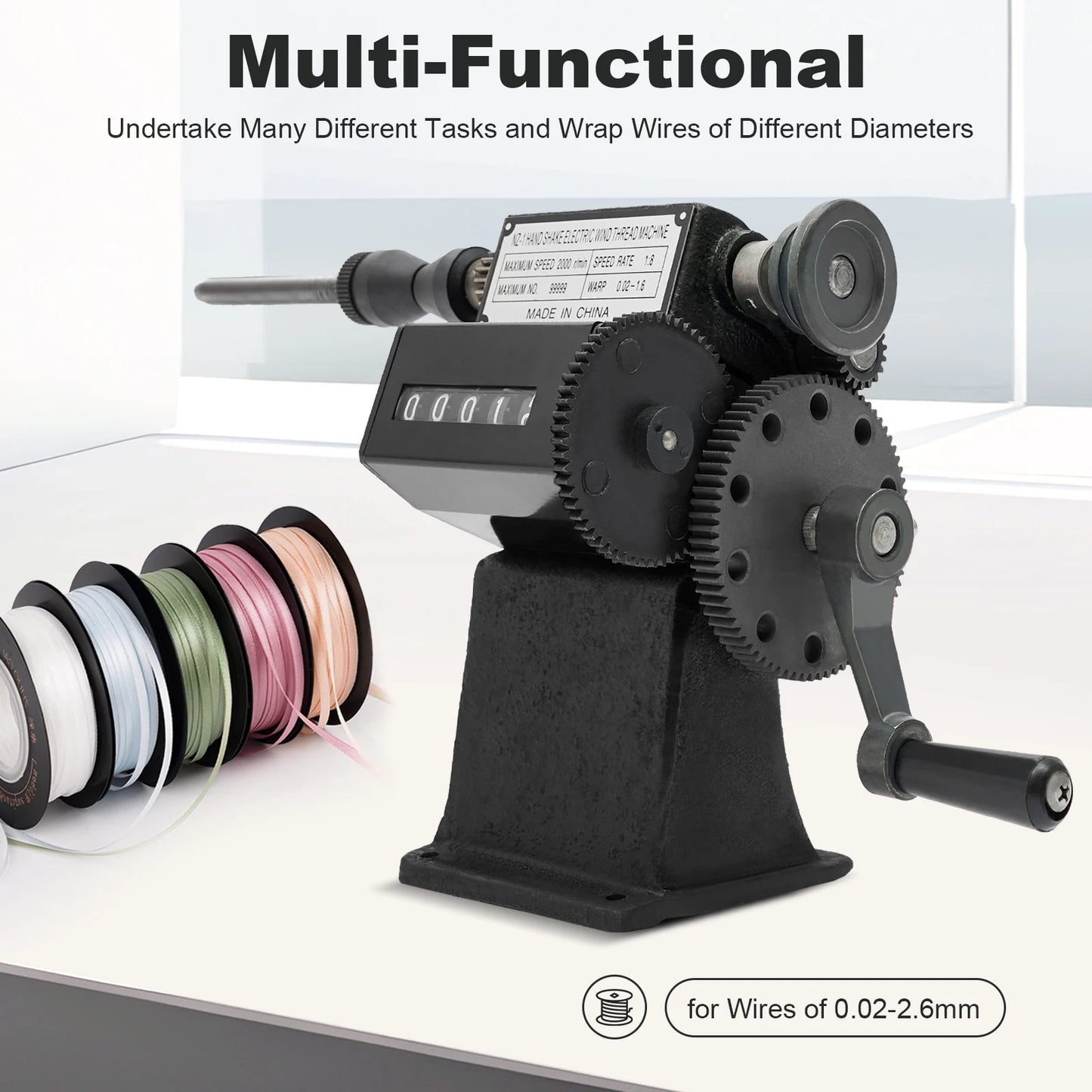 Manual Coil Winder with Counter 0-99999, High Quality Dual Purpose Hand Coil Winding Machine