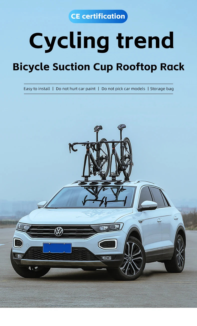WEST BIKING Car Roof Vacuum Suction Cup Bicycle Racks Cycling Tour MTB Road Bike Quick Release Car Carrier Top Parking Racks