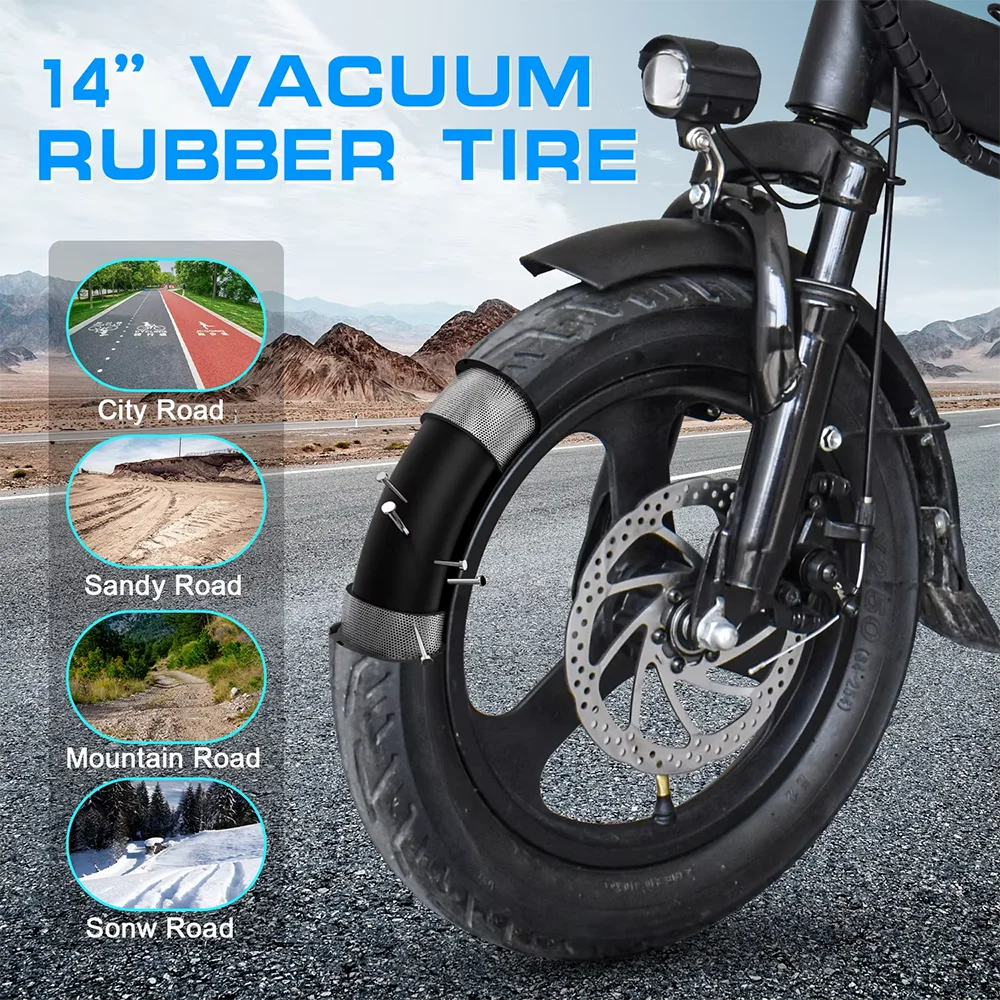 Deepower 14 Inch Foldable Electric Bicycle 400W Motor 48V 15AH Adult Mini Electric Bike Suitable for City Commuting Travel EBike