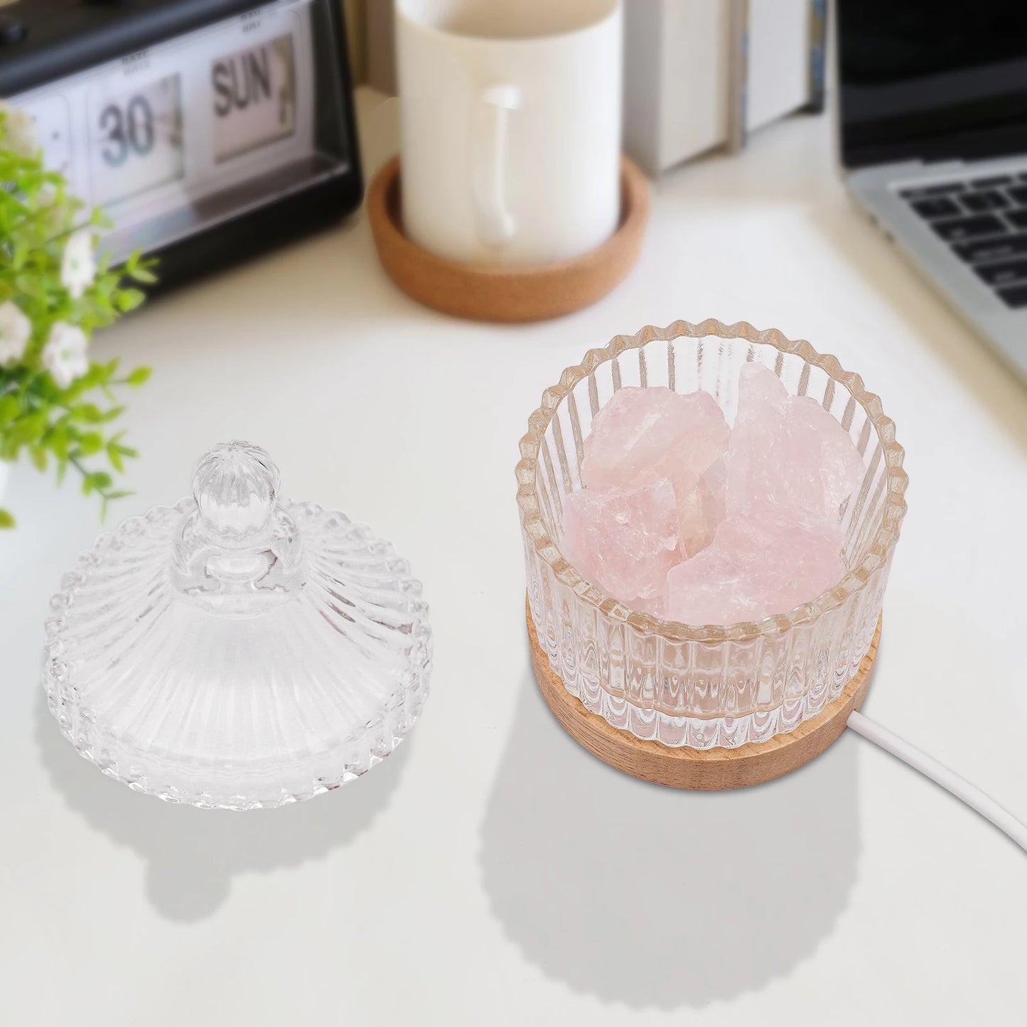 Ore Glass Diffusers Essential Oil Diffuser Air Diffuser Machine with USB Night Light Air Nebulizing Room Humidifier Home