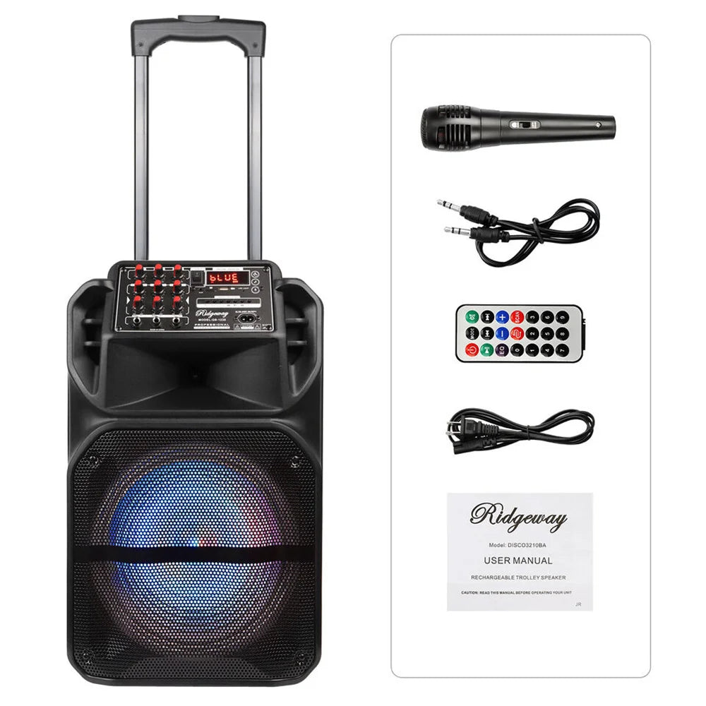 9000W Portable Bluetooth Speaker 15” Subwoofer Heavy Bass Party System AUX & Mic Led Light  Loud High Quality karaoke Speaker