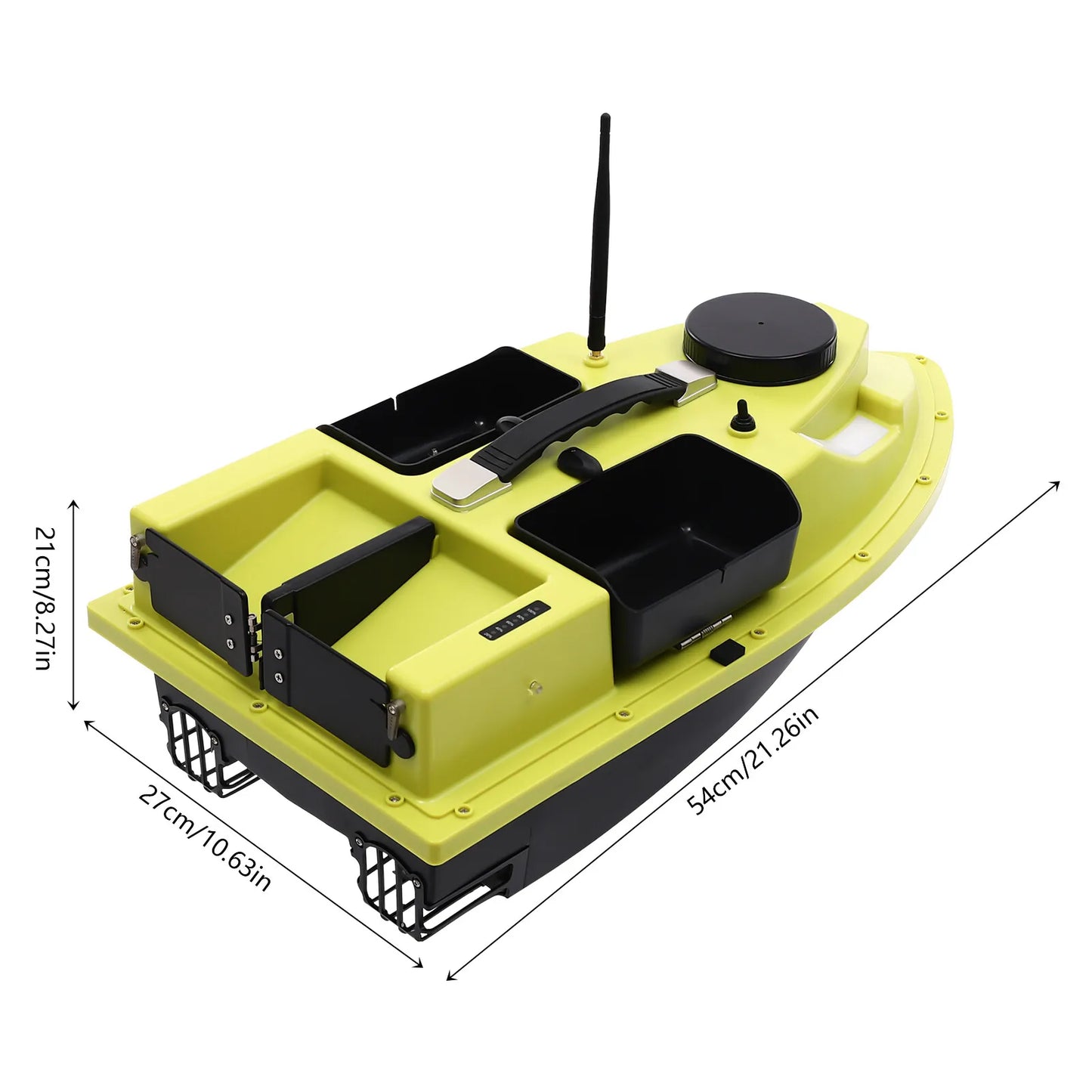Green Fishing Bait Boat High-Quality ABS Material, Frosting Treatment & IP65 Waterproof Sturdy For Long-Term Distant Baiting Use