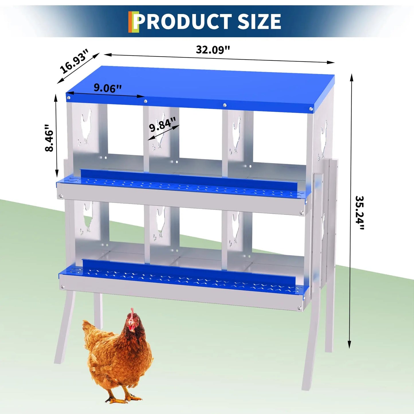 Chicken Nest Box, Chicken Nesting Boxes for Laying Eggs with Ventilation Holes & Anti-Peck Design, Space-Saving Design, Nesting