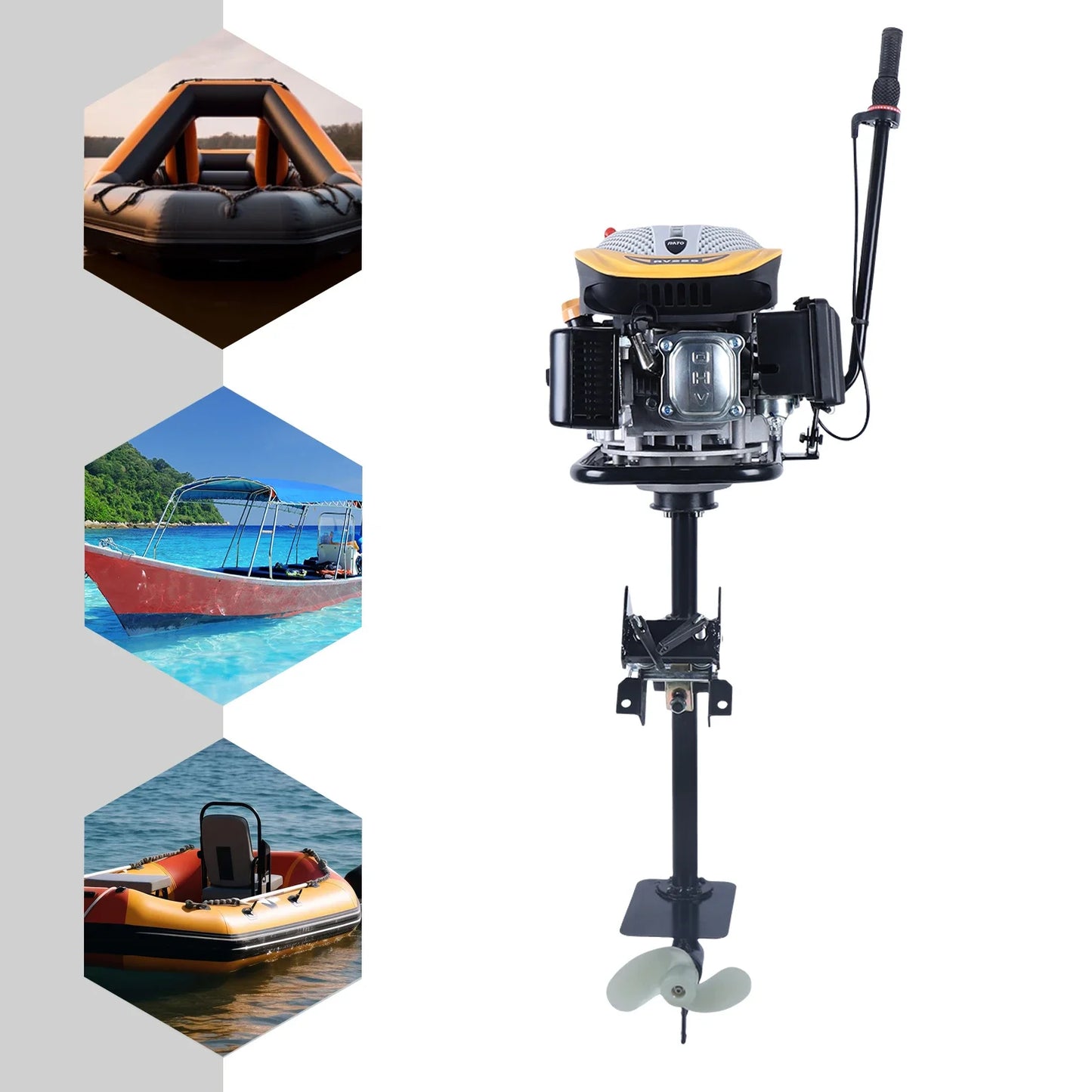4-Stroke 9HP Outboard Motor 225CC Heavy-Duty Outboard Motor Fishing Boat Marine Engine for Fishing Aquaculture Outdoor Adventure