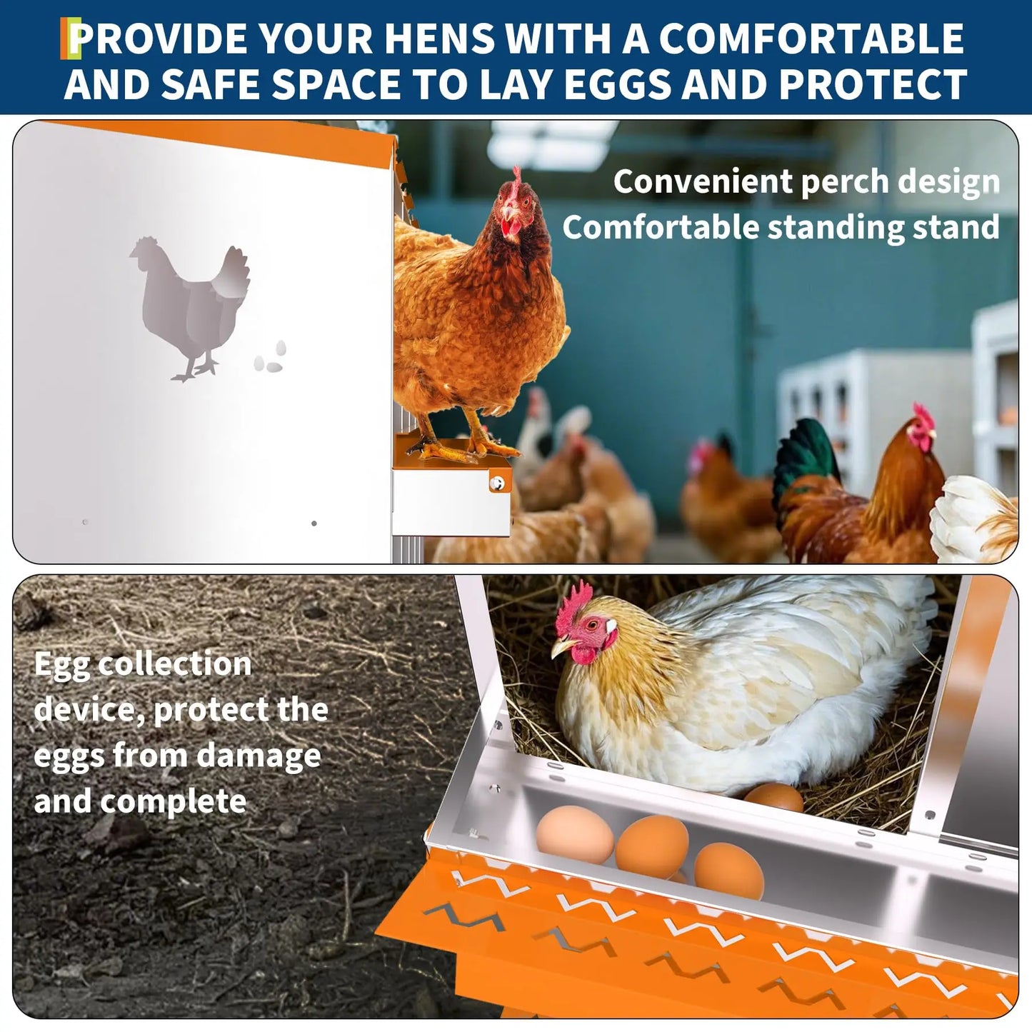 Chicken Nest Box, Chicken Nesting Boxes for Laying Eggs with Ventilation Holes & Anti-Peck Design, Space-Saving Design, Nesting