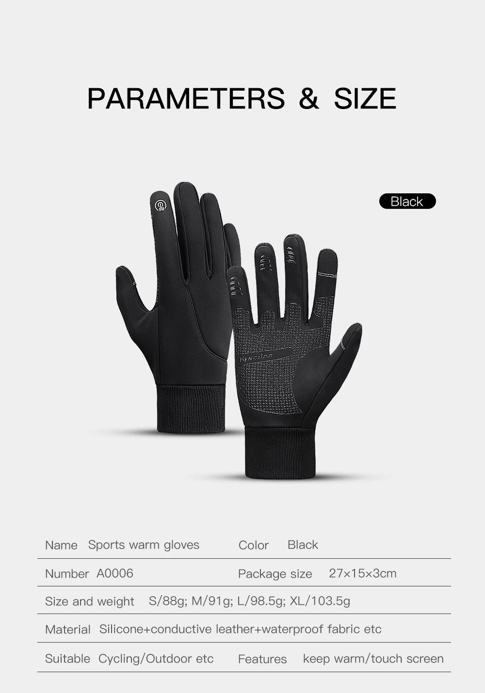 Full Fingers Men Winter Waterproof Cycling Gloves Outdoor Sports Running Motorcycle Ski Touch Screen Fleece Gloves Non-slip Warm