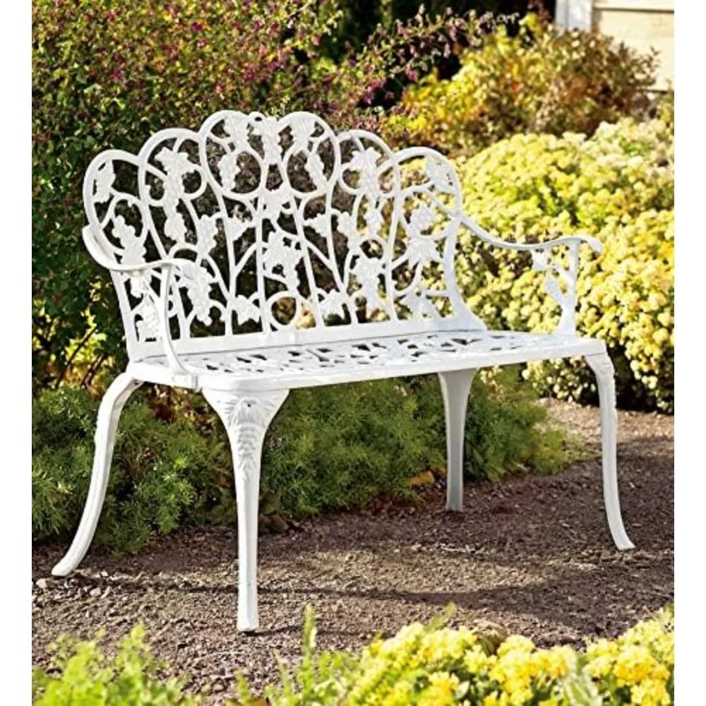 Plow & Hearth Weatherproof Grapevine Outdoor Bench  Holds Up to 300 lbs  Garden Patio Porch Park Deck  Metal