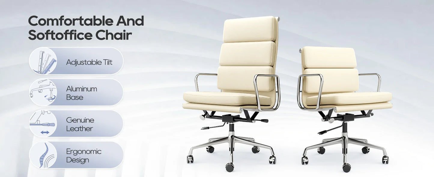 Office Guest Chair Upholstered Leather Comfortable Reception Chairs with Wheels Adjustable Swivel Rolling Office Chairs