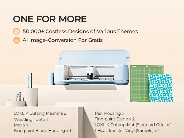 LOKLiK Vinyl Cutter Machine 2- Smart Die Cutting Machine for Crafts Customized Cards Compatible with iOS Android Windows Mac