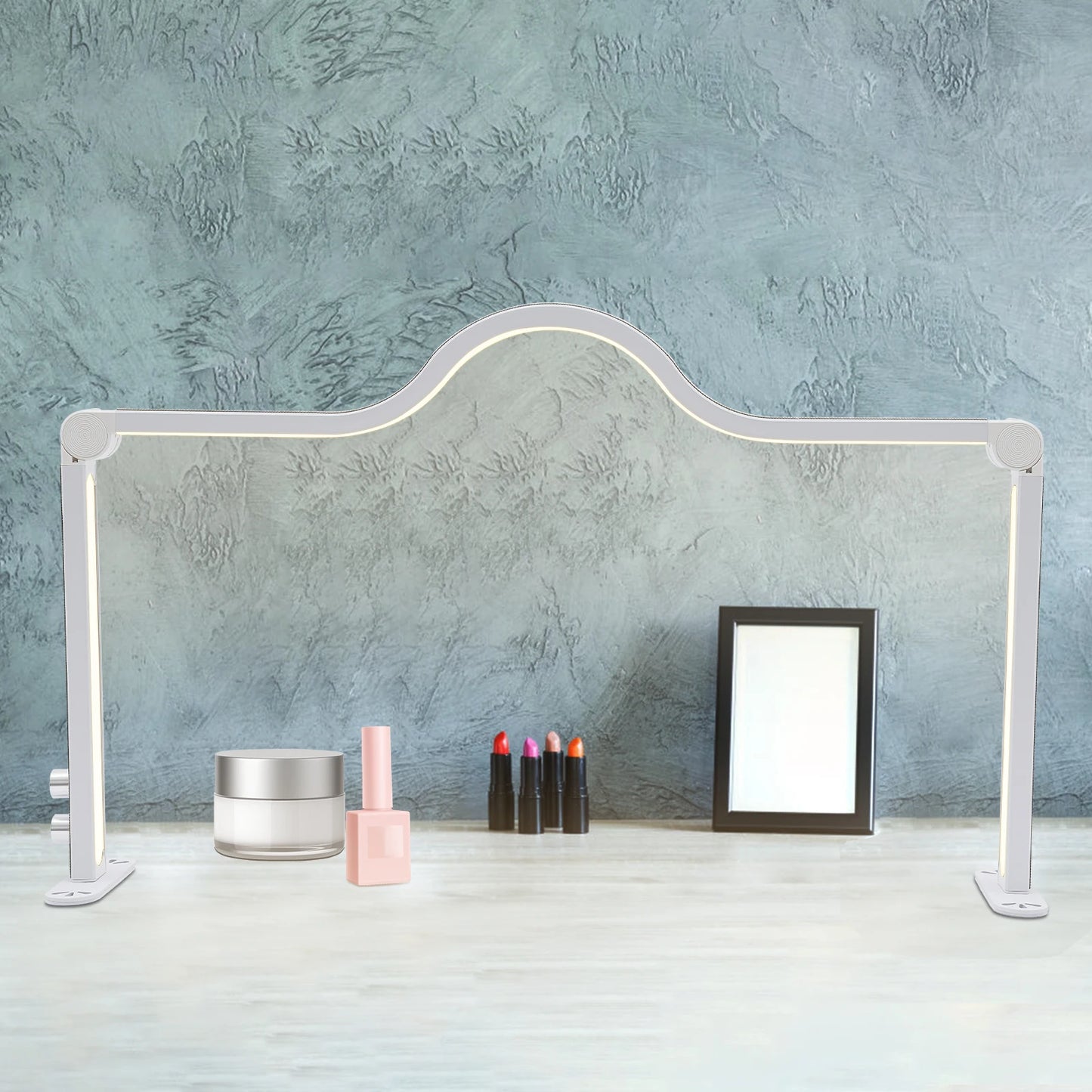 Rectangular Shape Desk Lamp with Simulated Diamonds for Manicures and Lashes, Foldable Nail Tech Light(White Color)