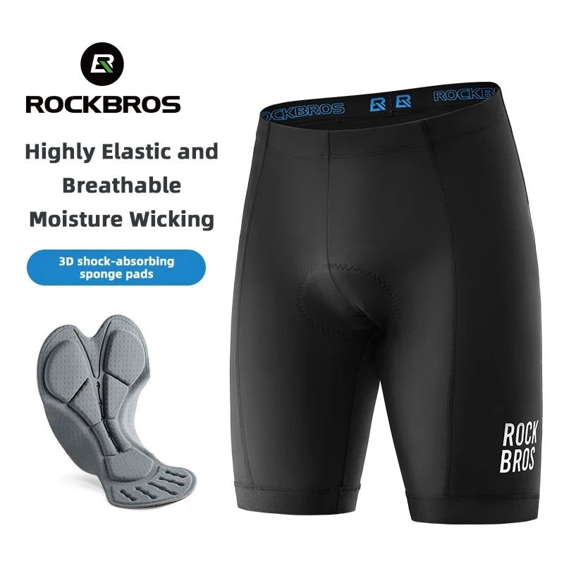 ROCKBROS Men's Cycling Shorts 3D Gel Pad Cycling Underwear Anti-Slip Breathable Bike Bicycle Liner Shorts Men MTB Road Riding