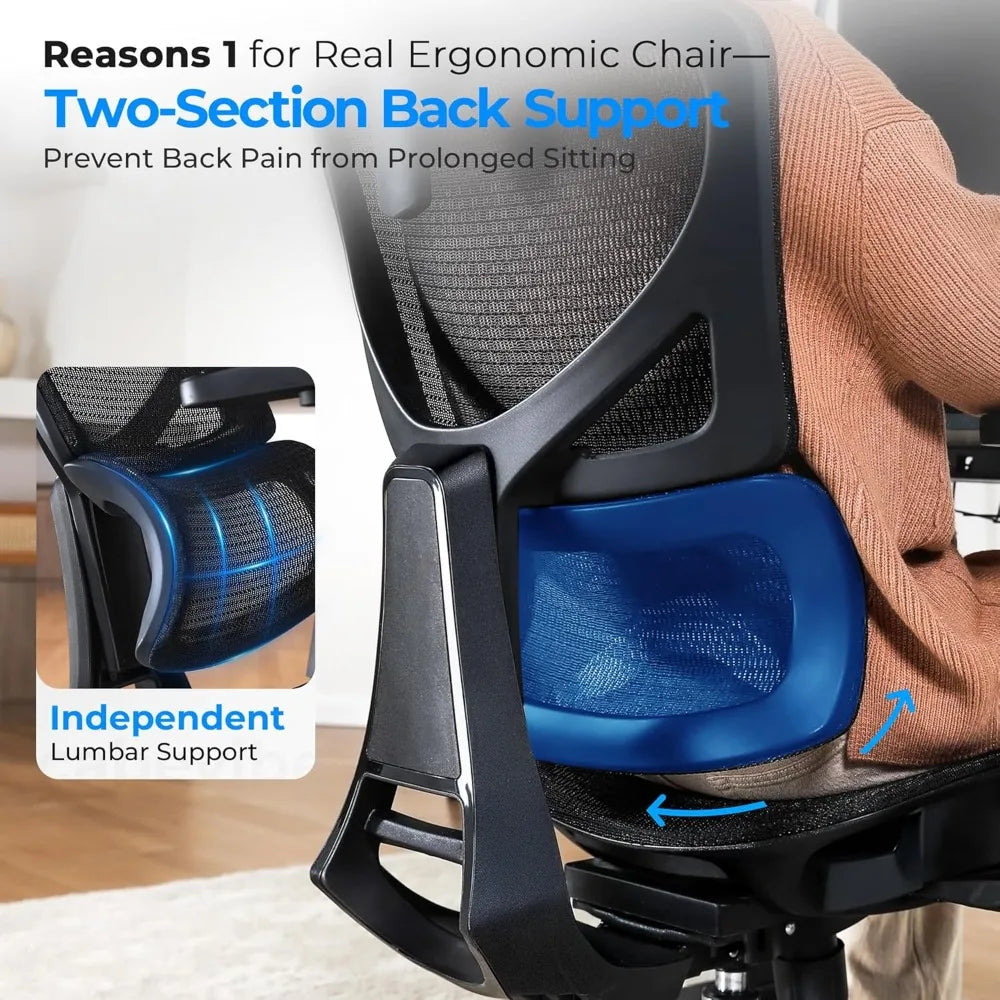 Ergonomic Mesh Office Chair - 6‘6“ Big & Tall Home Office Desk Chairs Seat Depth Adjustable with Lumbar Support - Back Height