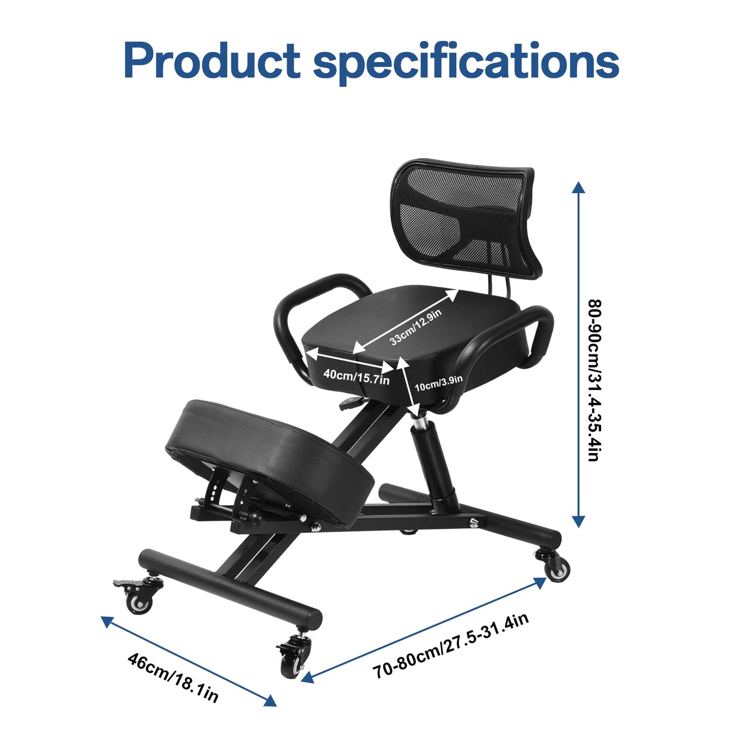Kneeling Chair with Back Support, Height Adjustable Kneeling Chair for Men, Women, Children