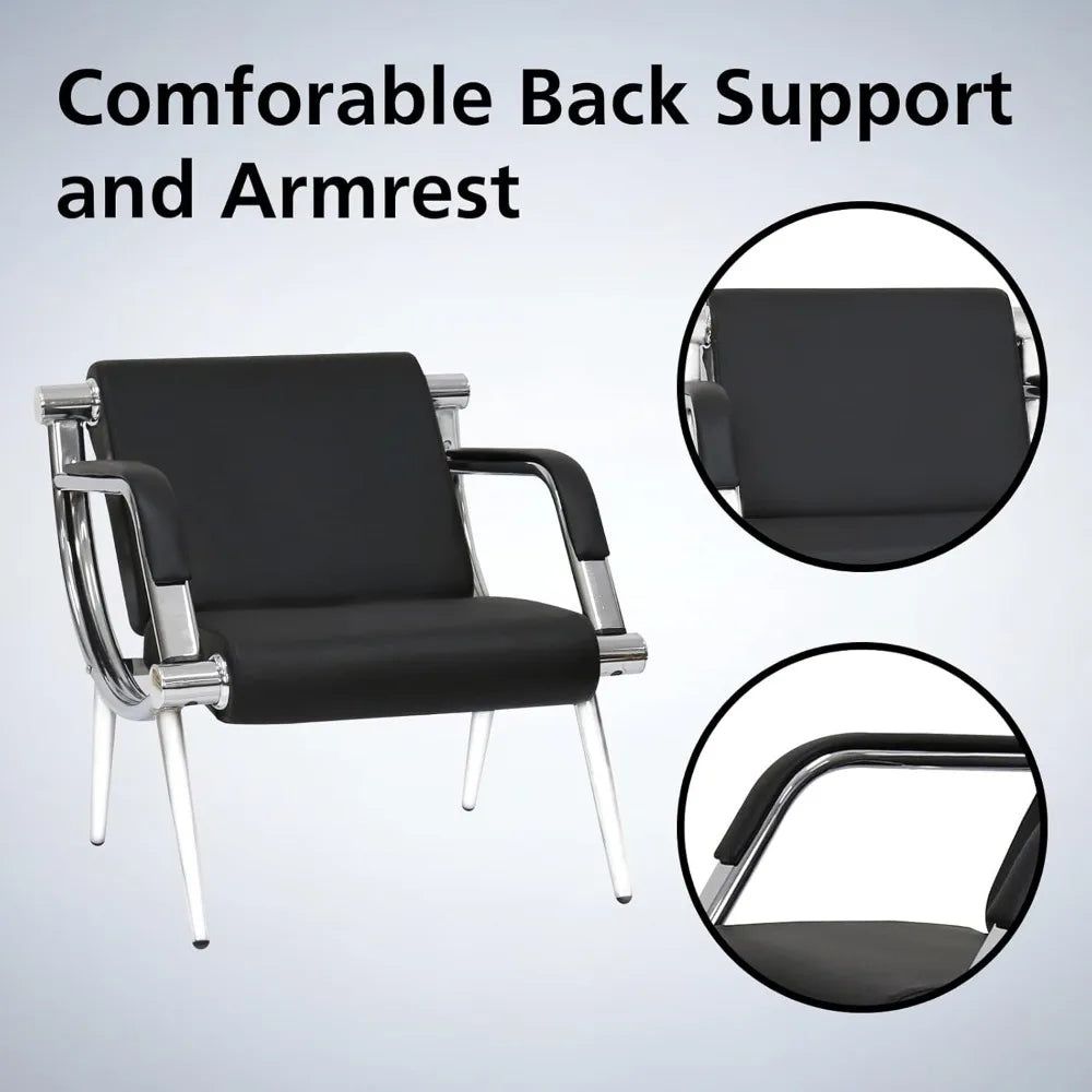PU Leather Waiting Room Chairs, 2-Piece Set, Office Reception Furniture, Guest Lobby Sofa Seats with Arms for Air Travelers