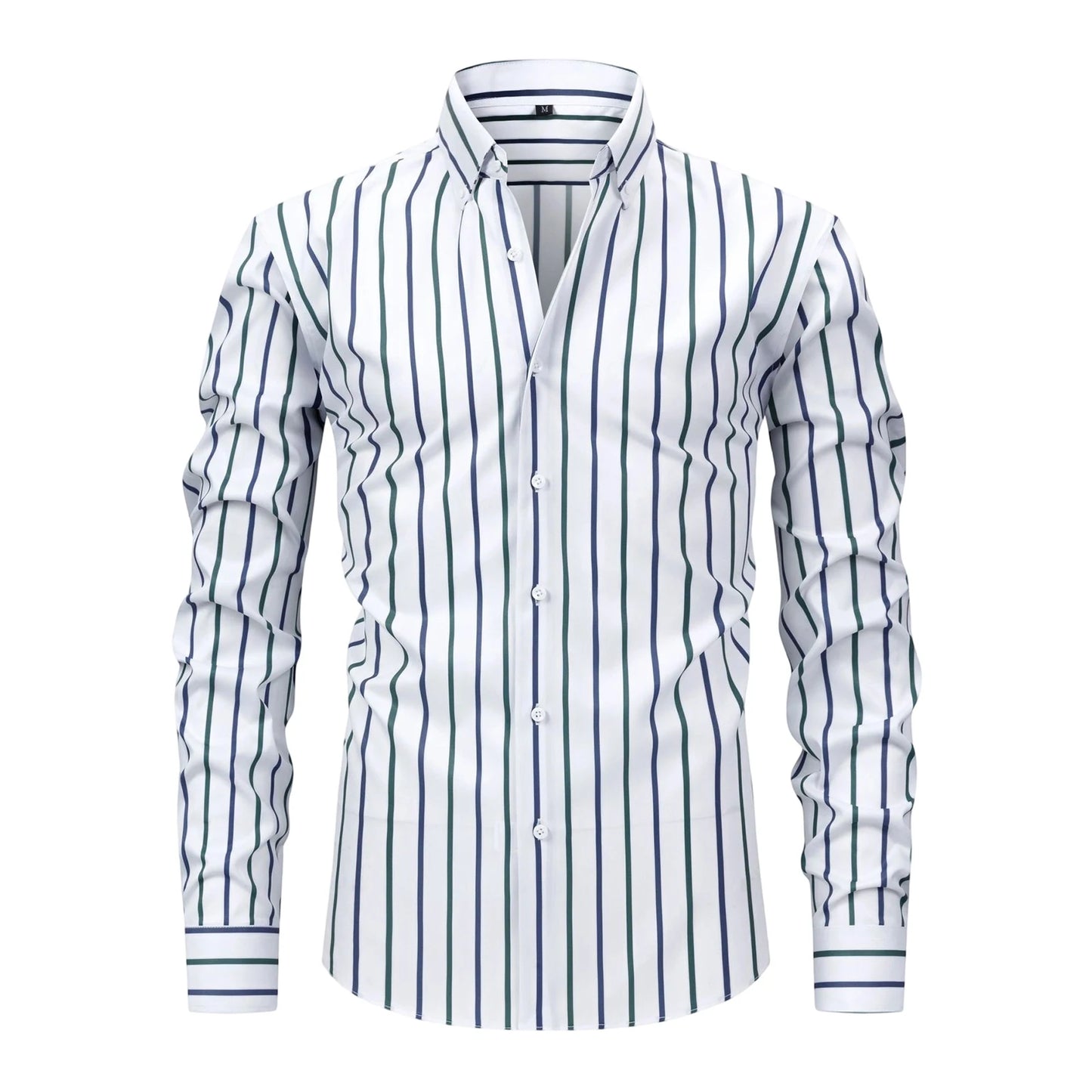 Men s Classic Striped Shirt with Long Sleeves and Turn Down Collar Perfect for Spring and Autumn Casual Wear Featuring Button