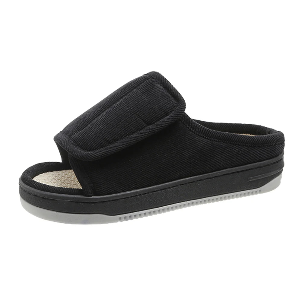 Men Women's Diabetic Slippers Open Toe Slide Slippers with Rubber Sole Swollen Feet Slippers for Indoor Outdoor
