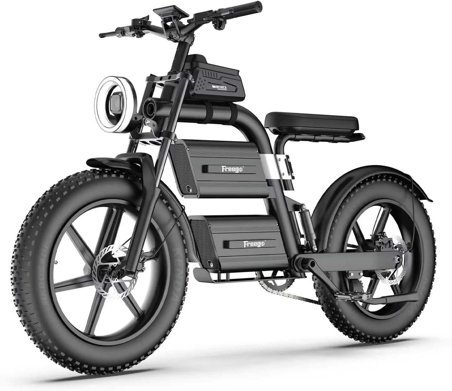 FREEGO Electric Bike for Adults 2100W Peak 40Ah Dual Battery  37MPH Off Road Fat Tire Electric Motorcycle with Full Suspension