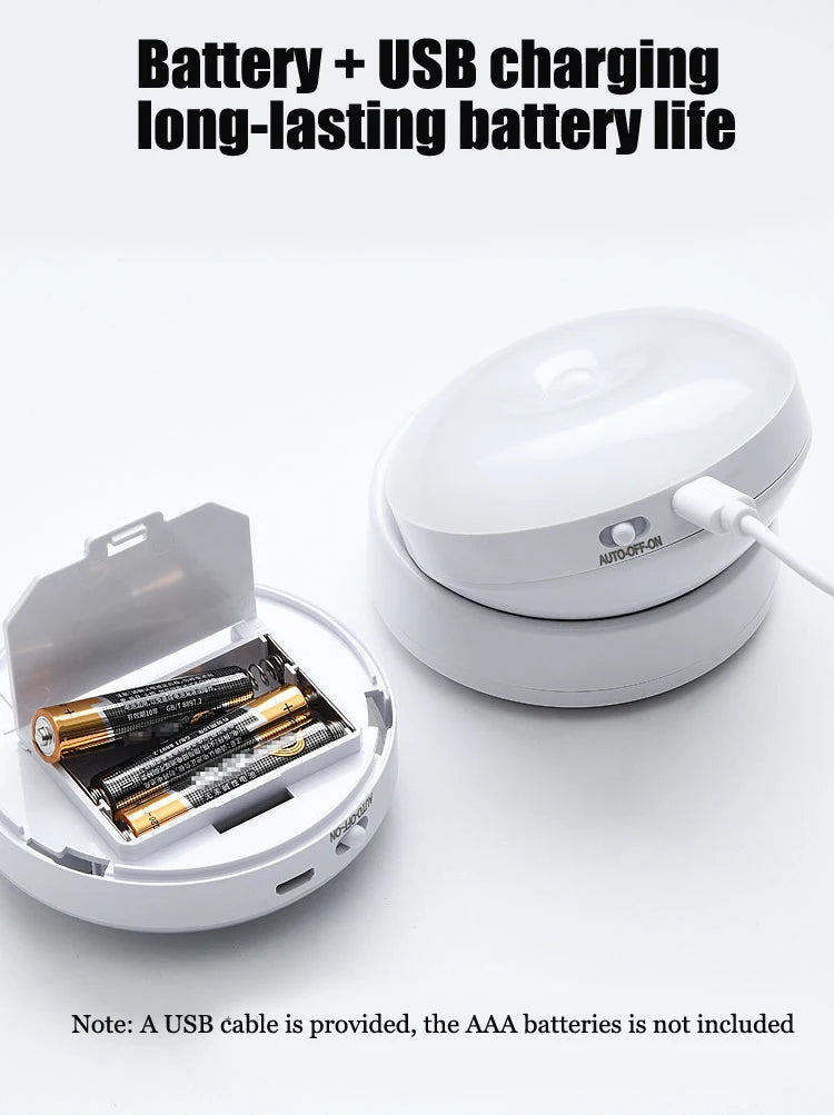 Night Light USB Motion Sensor Charging Round Energy-saving Led Lamp Bedroom Light Corridor Home Bathroom wall lights night light