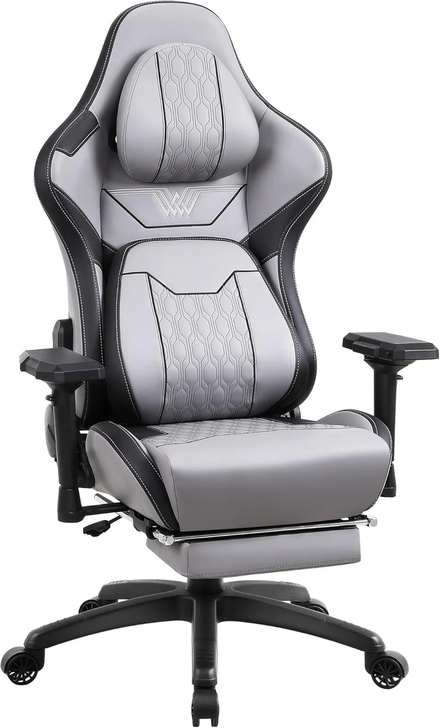 Big and Tall Gaming Chair with Footrest, High Back Ergonomic Office Chair with Comfortable Headrest and Lumbar Support, 4
