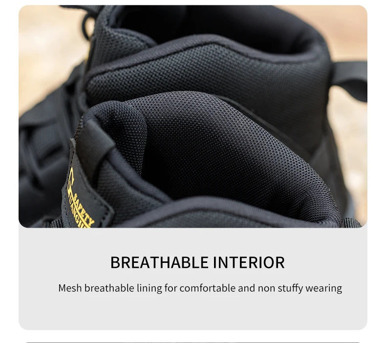 High Top Safety Shoes Men Steel Toe Work Shoes Men Work Safety Boots Anti Smash Safety Indestructible Waterproof Platform Boots