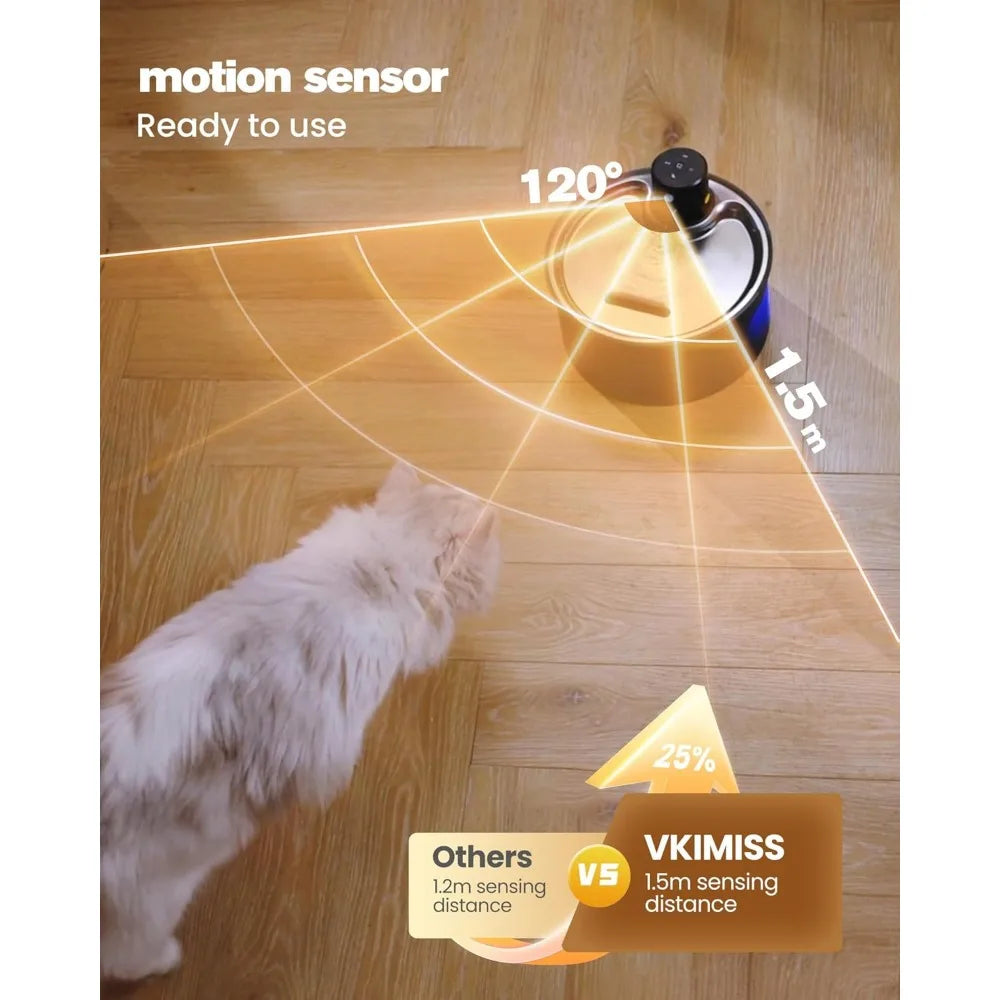 Wireless Cat Water Fountain Cordless: Battery Operated Cat Fountain - 108oz/3.2L Automatic Pet Water Dispenser Rechargeable Drin
