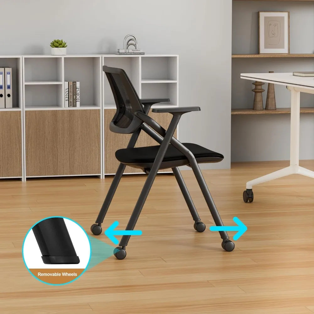 20-Pack Stackable Conference Room Chairs, Folding Office Chairs with Removable Wheels and Mesh Back