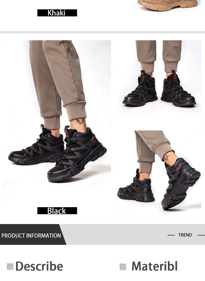 Composite Toe Work Boots Mens Puncture-Proof Midsole Non-Slip Breathable & Comfort Fit for Warehouse Use Anti-smash Work Boots