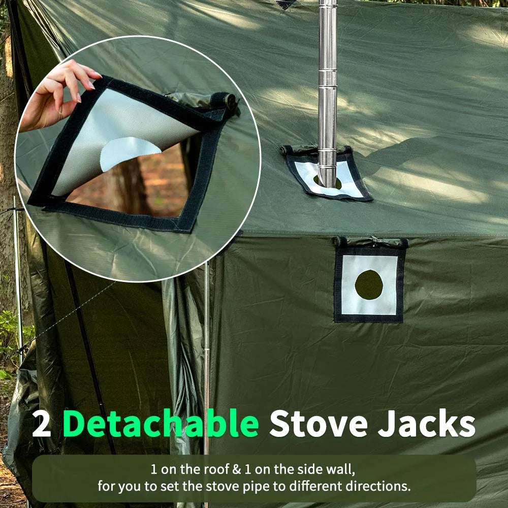Hammock Hot Tent with Stove Jack, Spacious Versatile Wall Tent with Snow Skirt, 3000mm Waterproof with Zippered Tent Bag