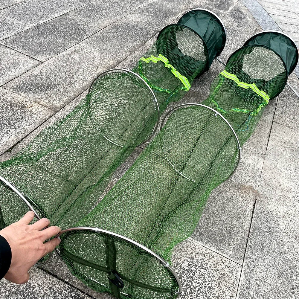 Folding Fishing Net 1.7m 2m 2.5m 3m Shrimp Fish Trap Carp Large Creel Feeder Crab Catchers Surfcasting Accessories Cast Network