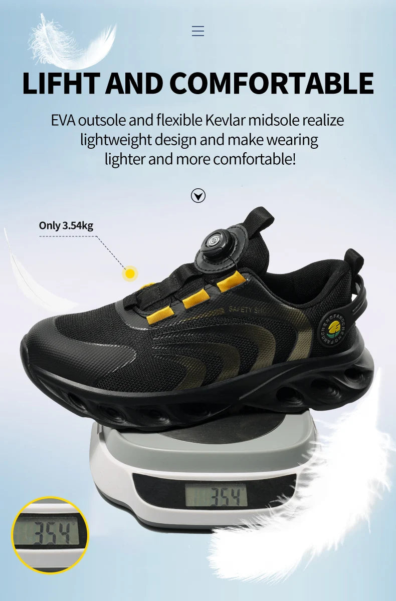 Lace-free, breathable, lightweight and comfortable anti-smashing and anti-puncture safety shoes