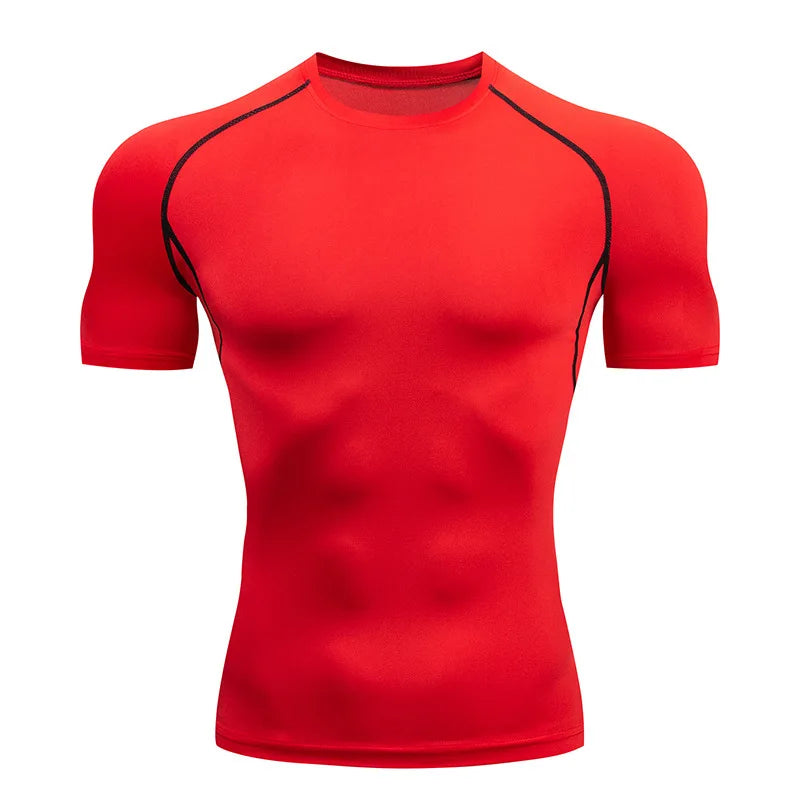 Men Short Sleeve t-Shirt Quick Dry Compression Shirts Fitness Gym t-Shirts Sport Bodybuilding Shirt Running Football Tee Shirts