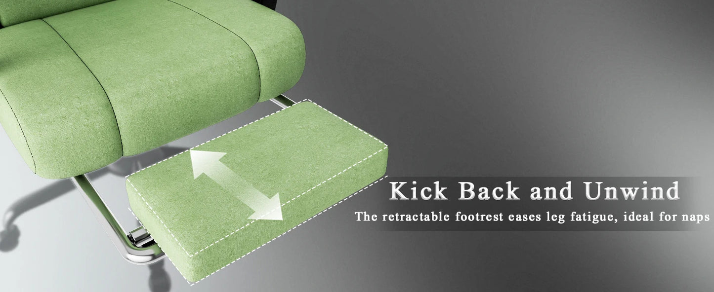 Ergonomic Gaming Chair with Pocketed Spring Cushion, Breathable Fabric Computer Chair with Footrest, Adjustable Lumbar Support V