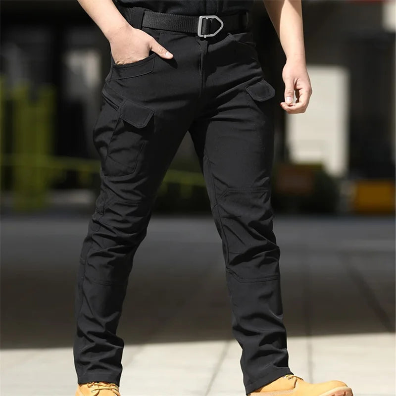 Men Fashion Cargo Pants Solid Color Multi-Pockets Waterproof Trousers Fall Casual Jogger Pants Sweatpants