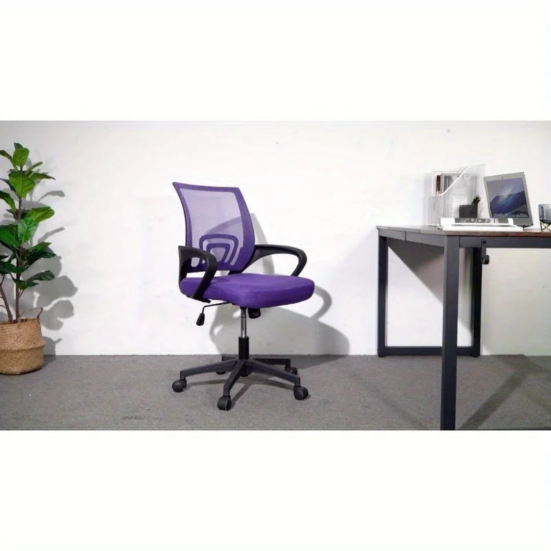 Office Desk Chair Ergonomic Mesh Adjustable Task Chair Computer Chair in Purple