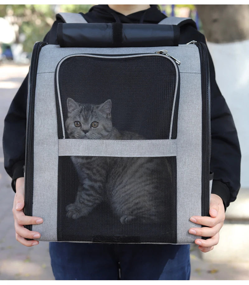 Pet Cat Backpacks Breathable Outdoor Cat Carrier Shoulder Bag for Small Dogs Cats Portable Travel Folding Backpack Pet Supplies